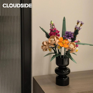 乐高玫瑰花瓶积木花束10328配套中古黑色插花桌面装饰摆件摆花器