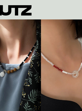 边顶白玛平安串珠项链