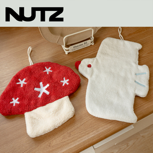 NUTZ飞鸟蘑菇擦手巾Oddgoods可爱日系挂式珊瑚绒吸水厨房卫生间