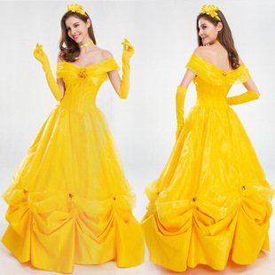 童话故事美女与野兽同款cosplay服装成人女贝儿公主长裙演出服装