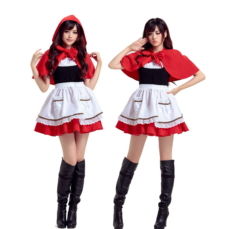 圣诞红裙小红帽cosplay