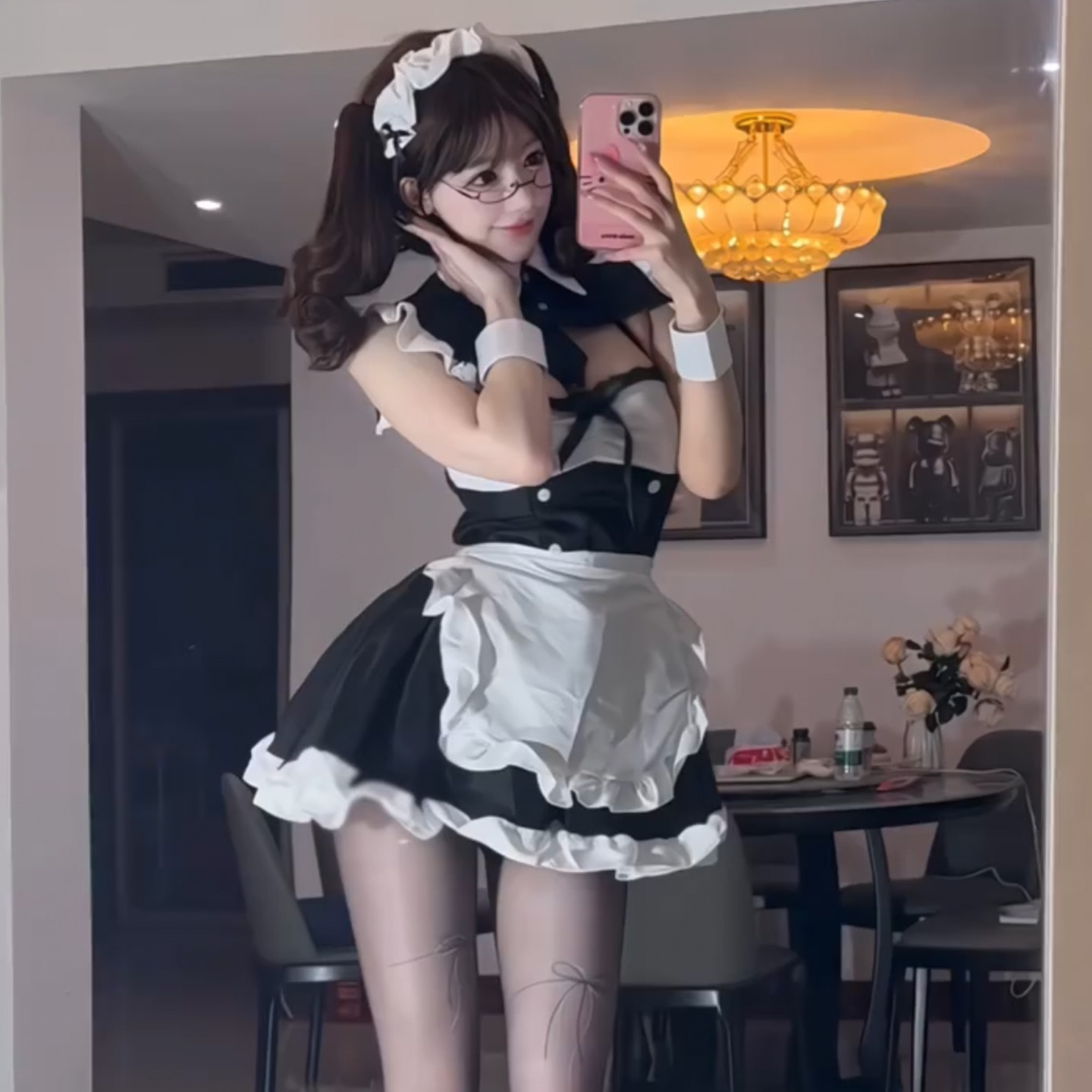 万圣节穿搭女仆女装性感cos角色扮演女佣制服套装黑色睡裙连衣裙