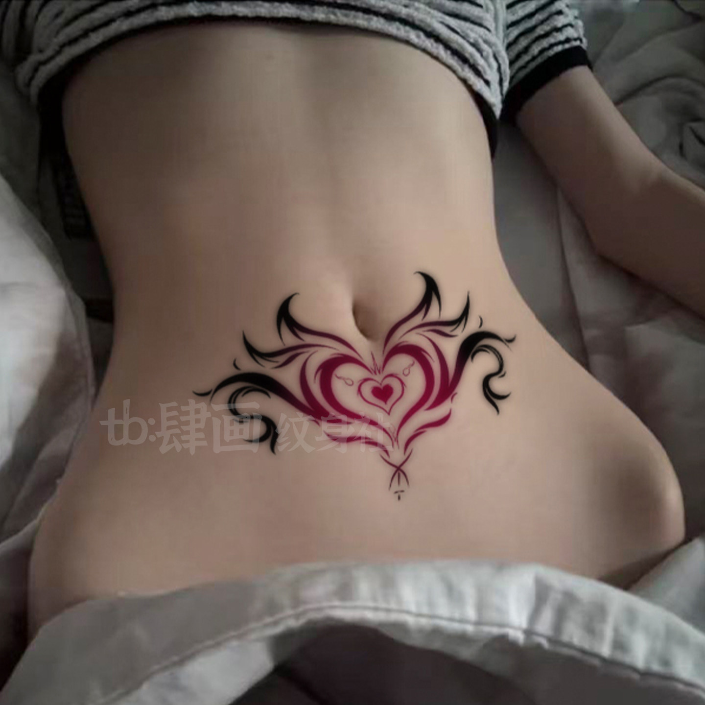 神秘暗影魅魔图腾彩色纹身贴女防水持久sm贴纸可水洗后腰羞耻遮盖