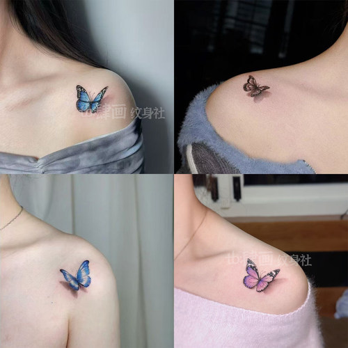 仿真高颜值肩膀3D立体蝴蝶纹身贴