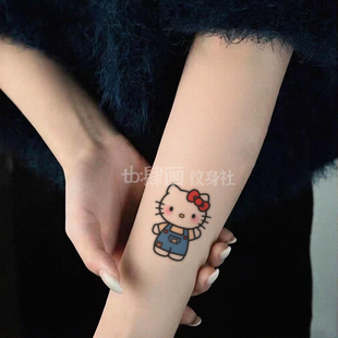 少女心可爱彩色纹身贴kt猫 卡通学生手臂防水持久 甜酷ins风贴纸