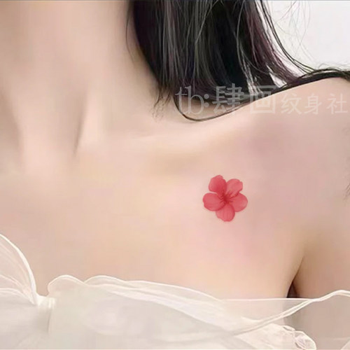 古风锁骨小桃花可爱纹身贴防水女