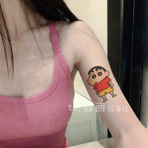 蜡笔小新彩色纹身贴女手臂小腿