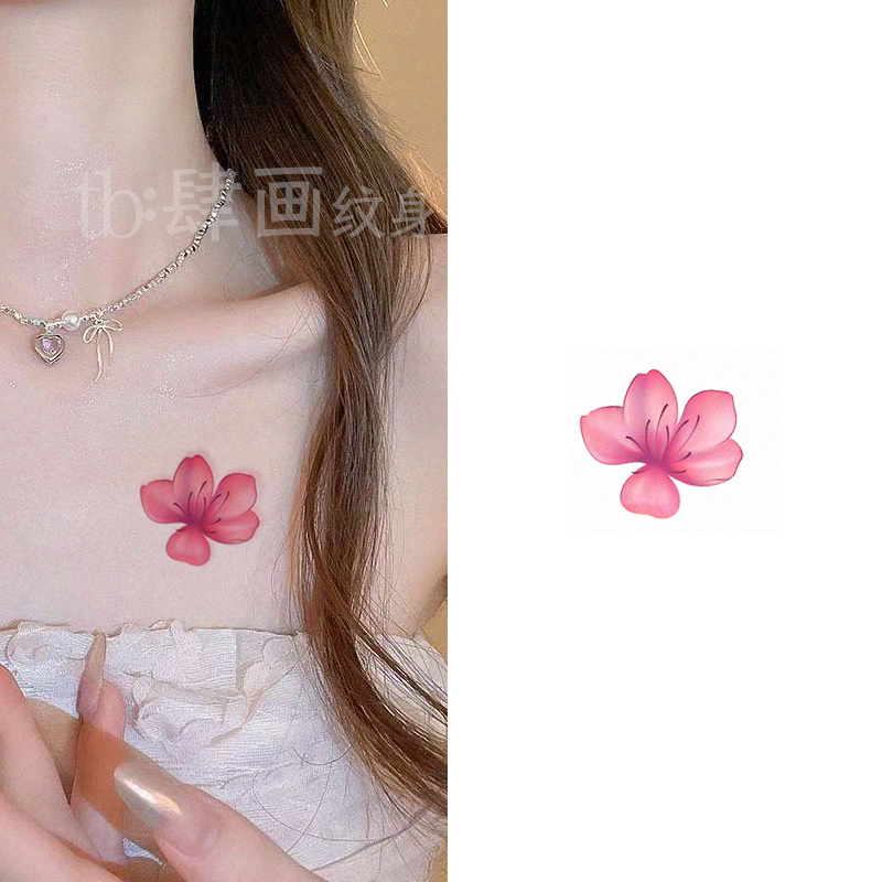 仿真高级小桃花纹身贴锁骨防水女