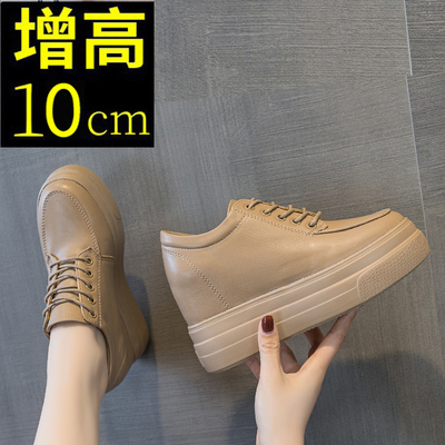 春款小皮鞋女厚底休闲运动10cm小个子百搭单鞋新款显瘦内增高女鞋