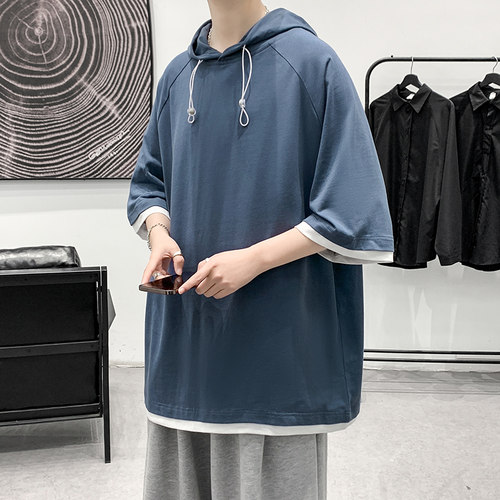 【新品】连帽短袖T恤男夏季半袖