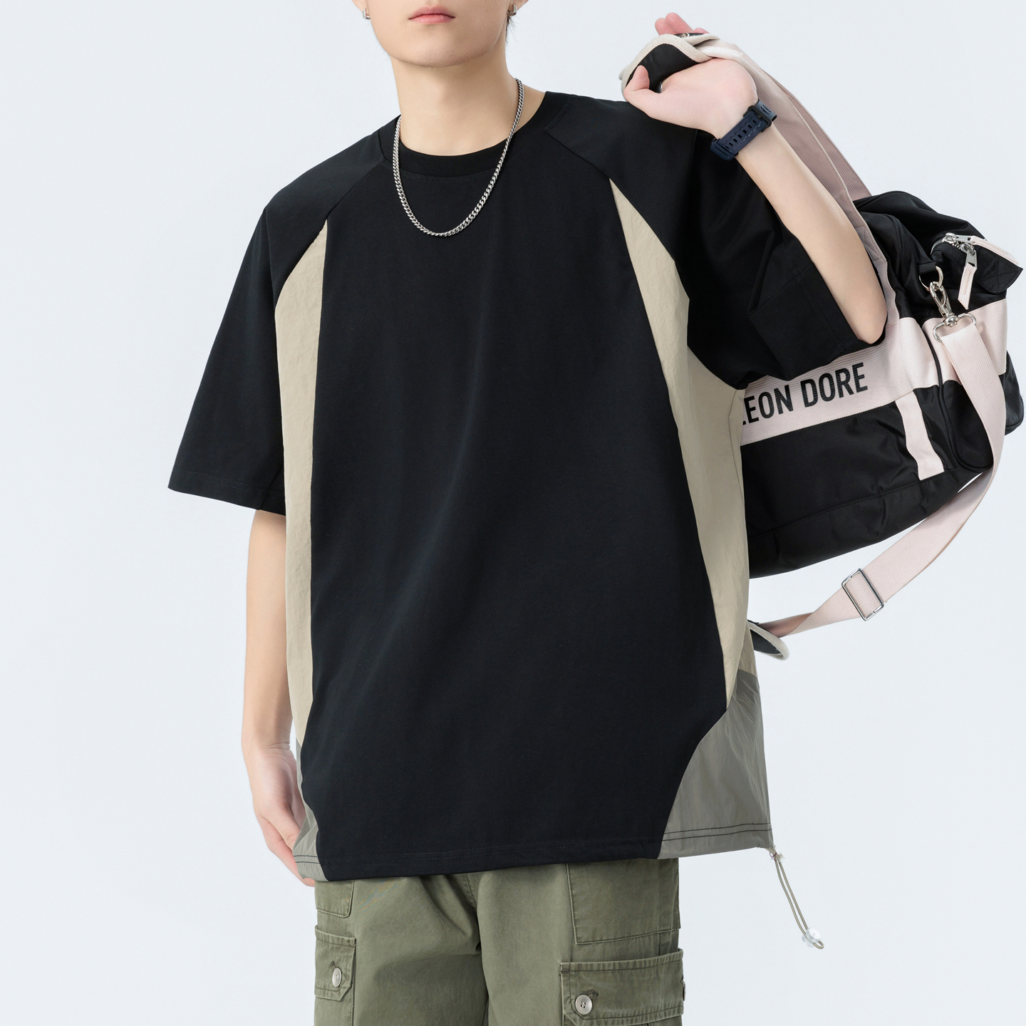 【新品】短袖T恤男夏季拼色半袖