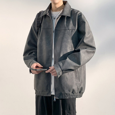 【新品】翻领皮衣外套男春秋夹克
