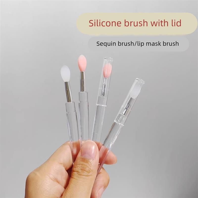 口红刷旅行化妆刷覆盖硅胶唇刷防尘硅胶圆头眼影刷唇膜刷口红刷