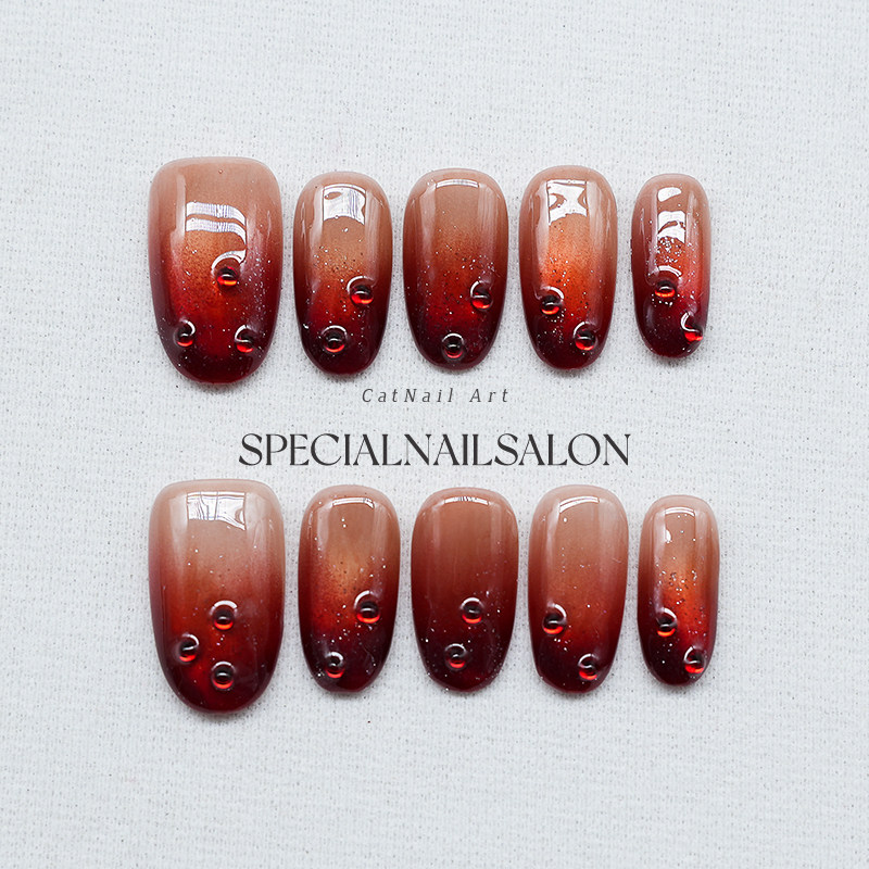 【琥珀凝露】纯手工穿戴美甲渐变水滴高级感2026新款猫眼指甲贴片,彩妆/香水/美妆工具,穿戴甲/甲片,淘宝优惠券,粉丝福利购,淘宝优惠卷