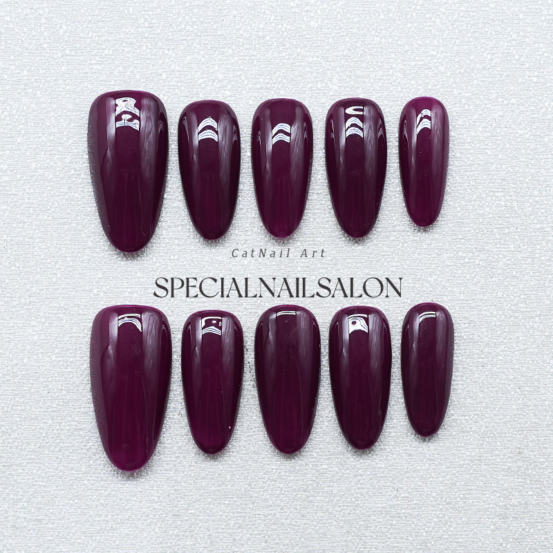 【紫气东来】纯手工穿戴甲黑加仑紫猫眼高级感显白秋冬新款指甲片