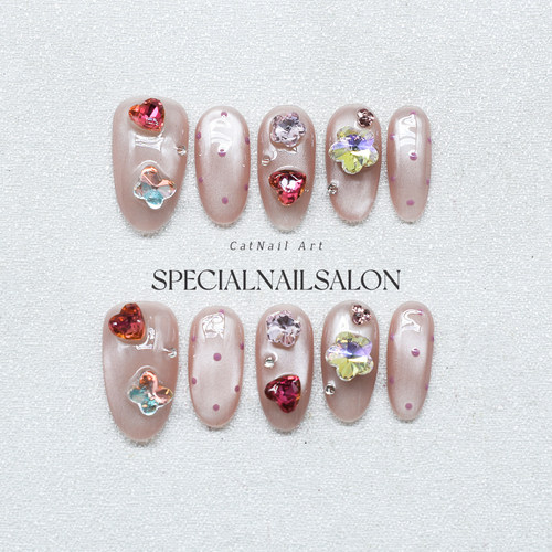 【怦然心动】纯手工穿戴甲幻彩碎钻高级感精致显白美甲贴片高质量