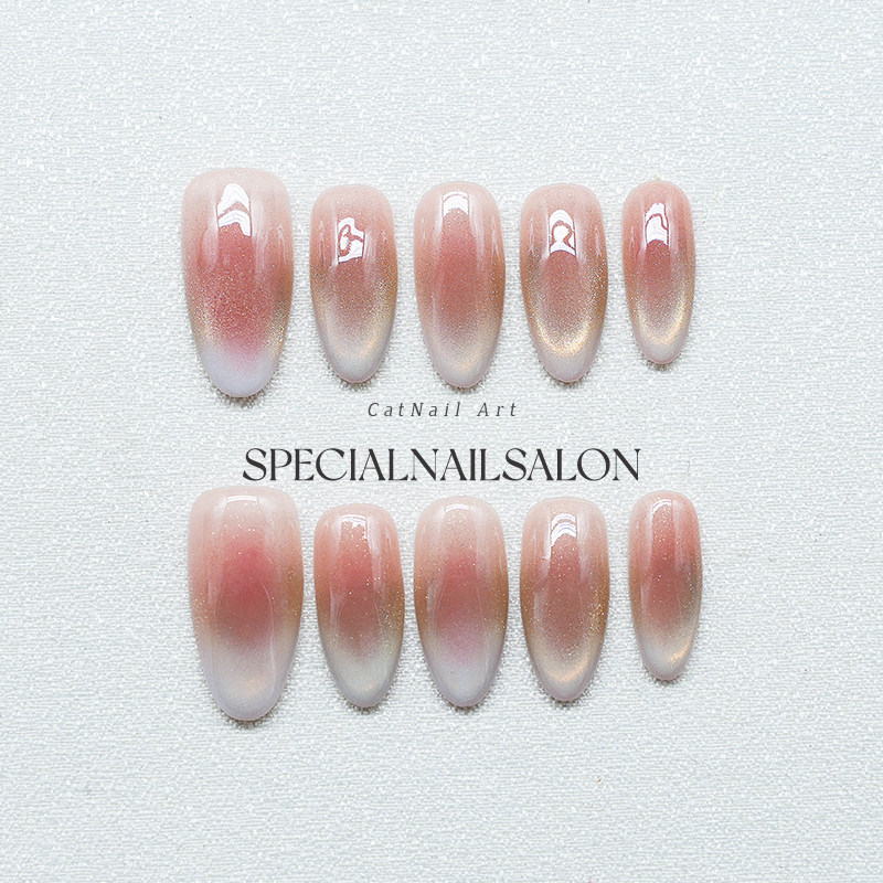 【花露流光】手作穿戴甲纯欲腮红细闪猫眼高质量中长款显白美甲片,彩妆/香水/美妆工具,穿戴甲/甲片,淘宝优惠券,粉丝福利购,淘宝优惠卷