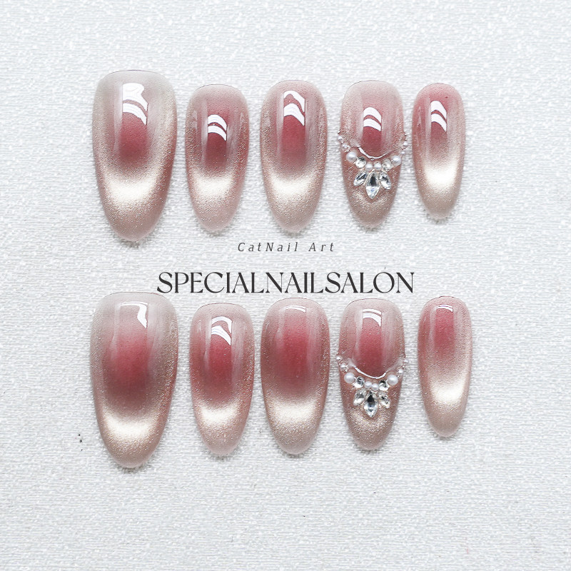 【微光心事】纯手工穿戴甲2025新款细闪渐变猫眼气质显白美甲贴片,彩妆/香水/美妆工具,穿戴甲/甲片,淘宝优惠券,粉丝福利购,淘宝优惠卷