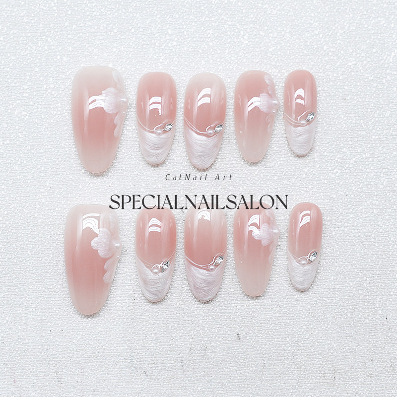 【仙羽逐光】纯手工穿戴甲超仙丝绸花卉高级感纯欲风气质美甲贴片,彩妆/香水/美妆工具,穿戴甲/甲片,淘宝优惠券,粉丝福利购,淘宝优惠卷