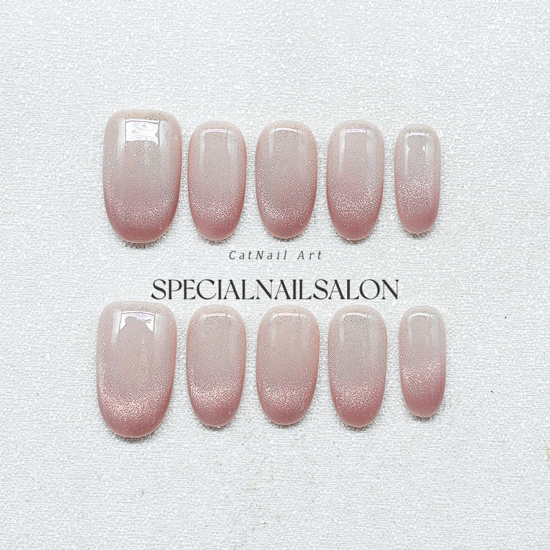 【雾粉之恋】纯手工穿戴甲2025新款简约纯欲猫眼高级感绝美指甲片