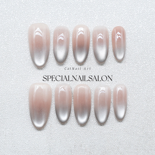 【红颜知己】纯手工穿戴甲2025新款清透撞色高级感细闪猫眼美甲片