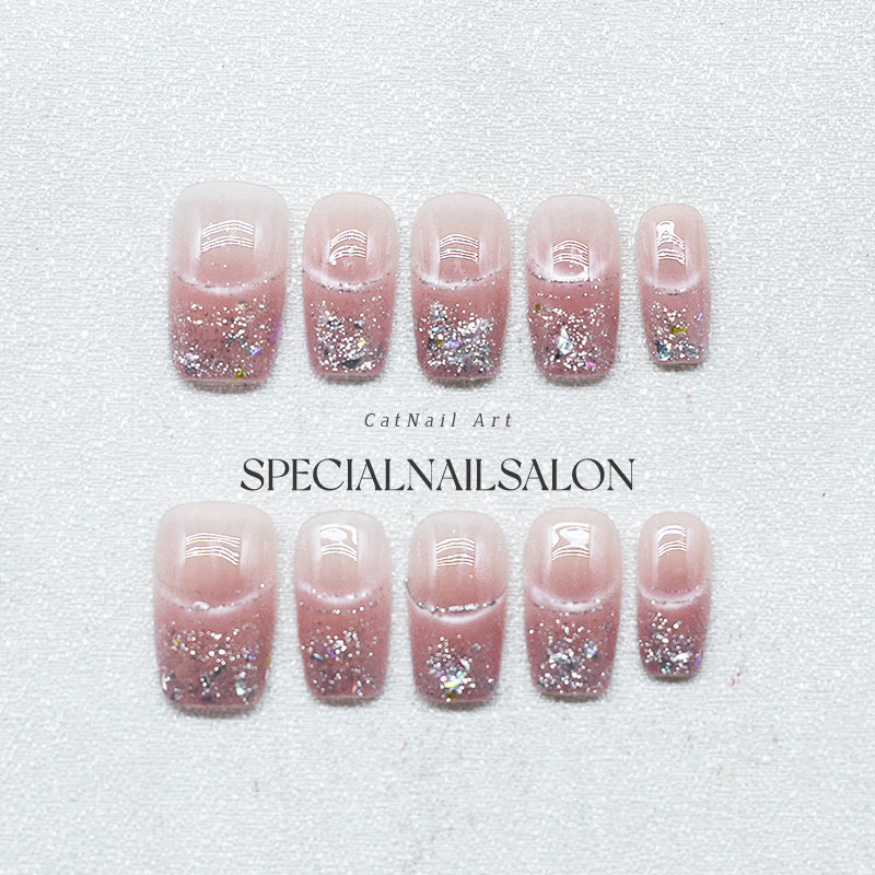 【锦夜惊鸿】纯手工穿戴甲夏季撞色爆闪亮片纯欲风猫眼显白指甲片,彩妆/香水/美妆工具,穿戴甲/甲片,淘宝优惠券,粉丝福利购,淘宝优惠卷