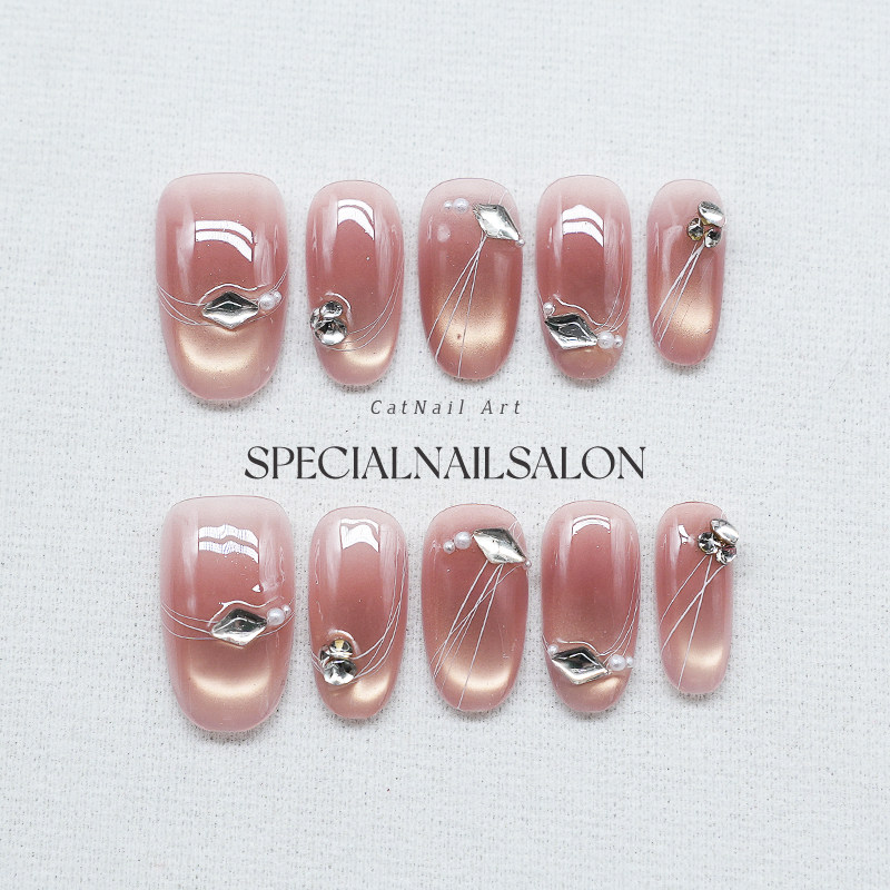 【心语浅梦】纯手工穿戴甲2026新款高级感珍珠钻饰显白猫眼美甲片,彩妆/香水/美妆工具,穿戴甲/甲片,淘宝优惠券,粉丝福利购,淘宝优惠卷