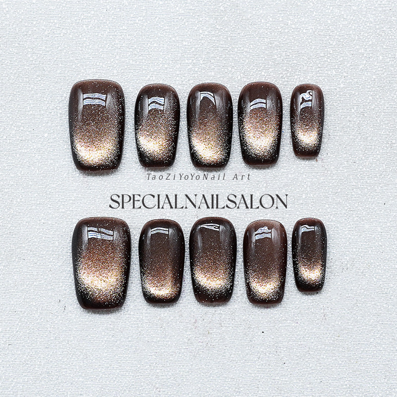 【摩卡星尘】纯手工穿戴甲2025新款秋冬美拉德追光猫眼高级感美甲,彩妆/香水/美妆工具,穿戴甲/甲片,淘宝优惠券,粉丝福利购,淘宝优惠卷