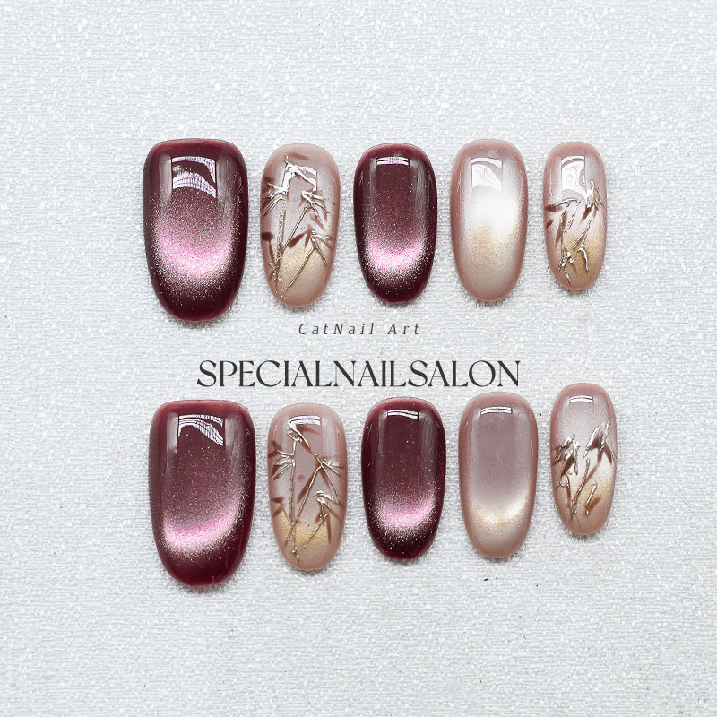 【竹林晚风】纯手工穿戴美甲秋冬气质氛围感冬竹指甲贴片2025新款,彩妆/香水/美妆工具,穿戴甲/甲片,淘宝优惠券,粉丝福利购,淘宝优惠卷