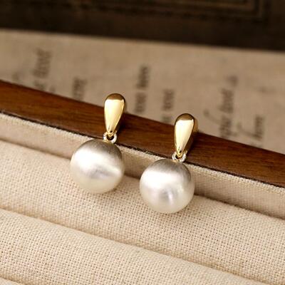 欧美拉丝金属小球耳钉百搭冷淡风