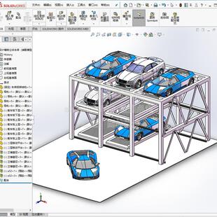 三列三层升降横移式立体停车库机械设计说明CAD图纸SW三维模型