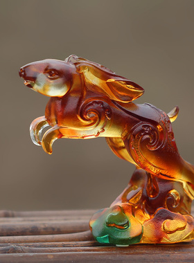 琉璃祥瑞生肖兔子摆件