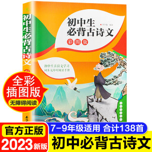 初中生必背古诗文138篇 789年级人教版中学生古诗词背诵手册初一二三语文古诗文言文鉴赏析阅读