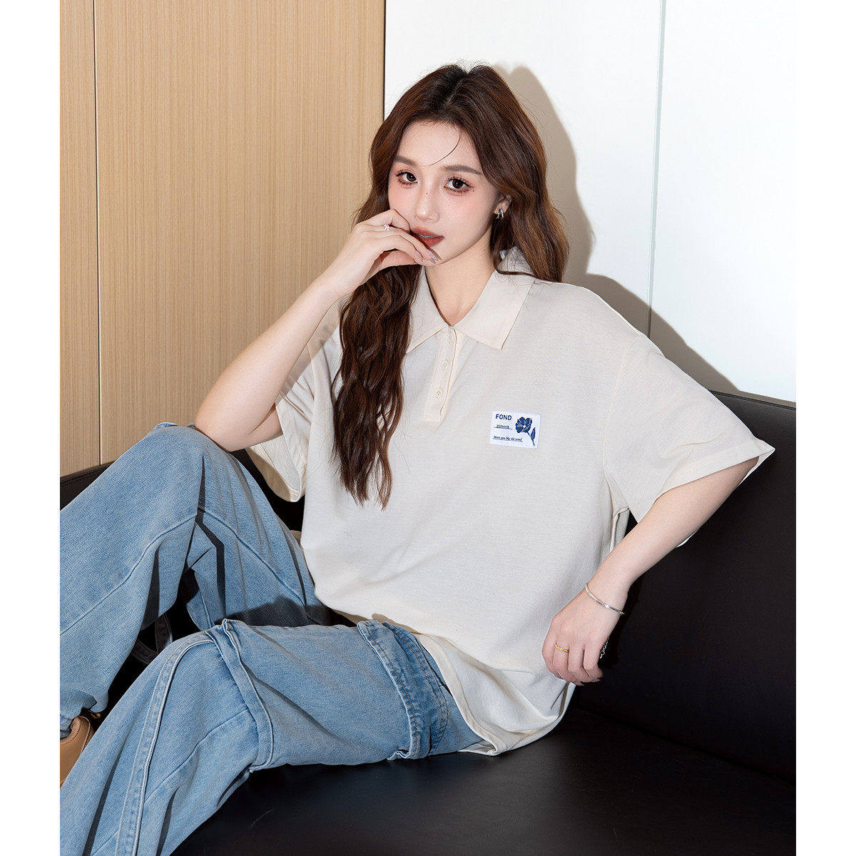 唐狮2026春夏新款polo衫短袖t恤女时尚百搭宽松短袖小个子女wp