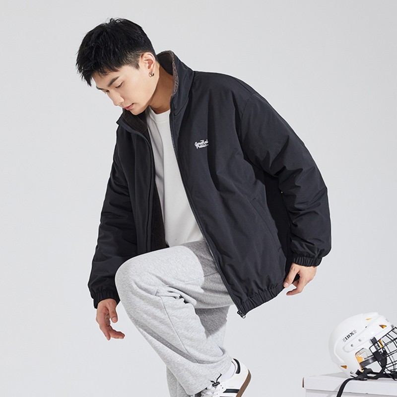唐狮2026冬季新款男士棉衣休闲立领棉服外套黑色防寒冬装保暖棉袄