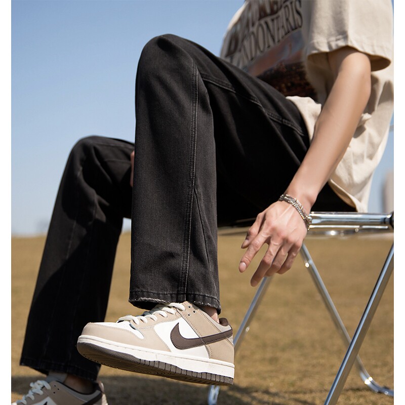 唐狮24秋季新款男牛仔裤高街显瘦窄版直筒裤美式潮流个性黑裤子冬