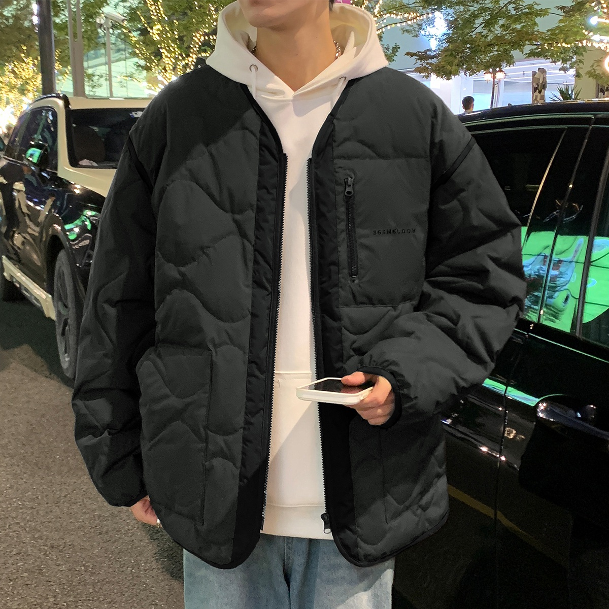 唐狮2025秋冬新款男羽绒服无领拉链青少年厚外套韩版宽松男装上衣