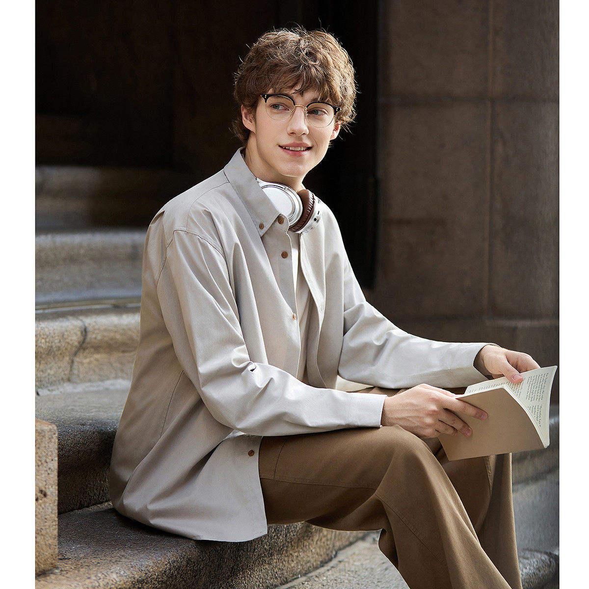 唐狮2026新款春秋长袖衬衫男翻领单口袋薄款早秋穿搭简约时尚上衣,男装,衬衫,淘宝优惠券,粉丝福利购,淘宝优惠卷