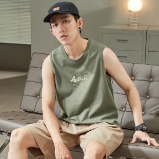 T恤打底圆领上衣打底潮C 背心男学生白色坎肩无袖 唐狮夏季 新款