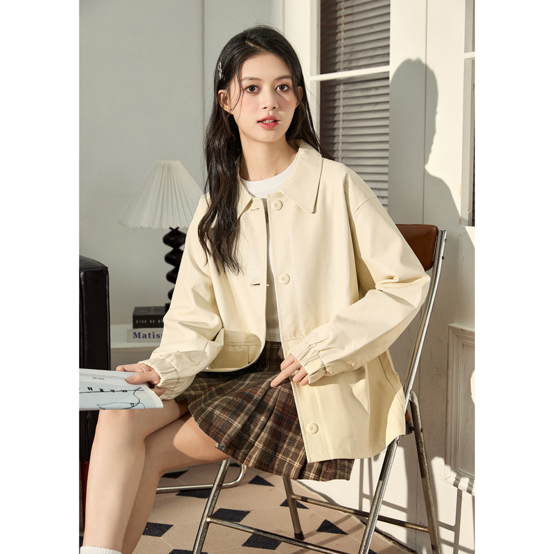 唐狮2026春季新款小个子PU皮衣女美式复古秋冬翻领机车夹克外套K