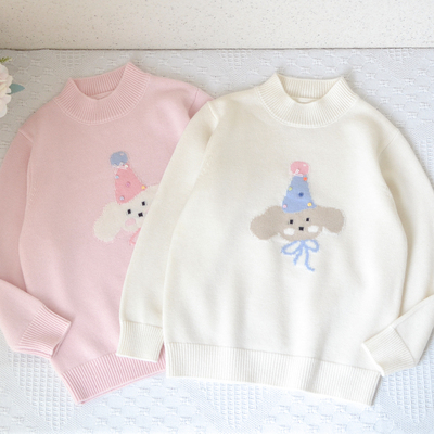 100%澳毛110-160女童卡通羊毛衫