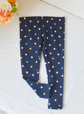 澳洲单~2-7女童宝宝纯棉打底裤中小童时尚印花春秋长裤弹性百搭