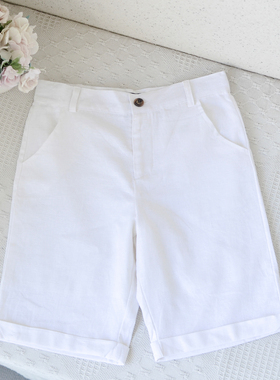 美单~S-XL成人女款白色不透休闲中裤夏季百搭短裤透气舒适坠感好