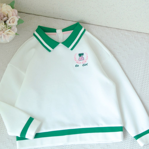 140-160女童宽松版翻领运动卫衣