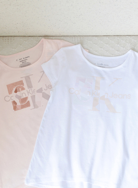 大paiC家纯元~7-16女童宝宝全棉字母短袖T恤中大童夏季时尚体恤衫