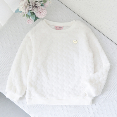 美单7-12女童秋冬白色毛绒卫衣
