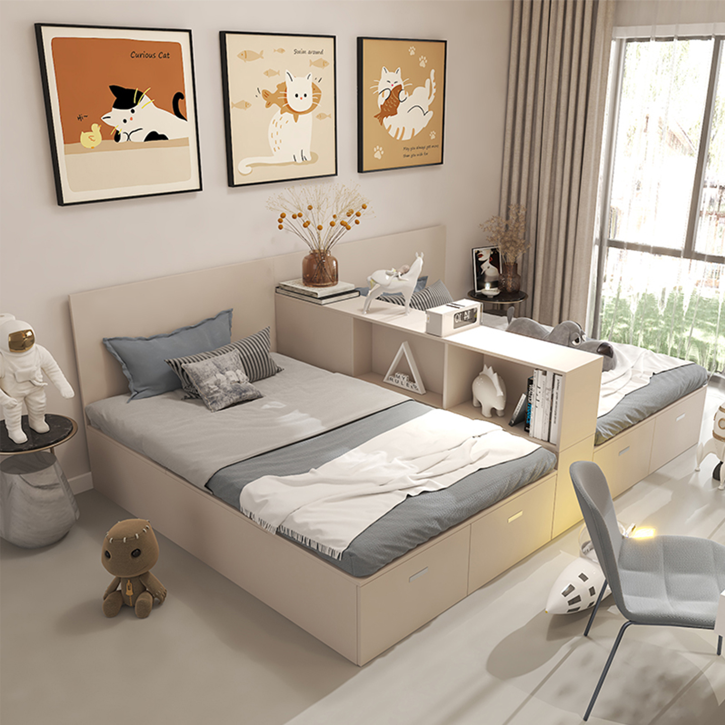 互不干扰双人床一房变两房隔断床