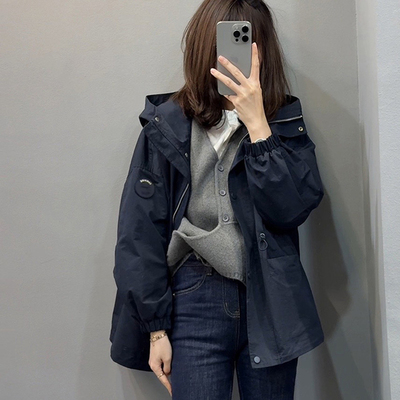 连帽冲锋衣外套女加棉加厚中长款秋冬装新款2025爆款显瘦棉服上衣