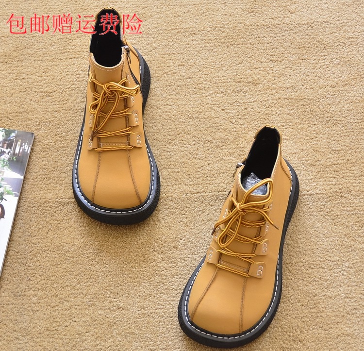 欧美马丁靴平底百搭女靴子包邮