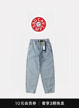 [5折现货]BD CAVEMPT日系复古紫标锥形牛仔裤男阔腿浅蓝色牛仔裤
